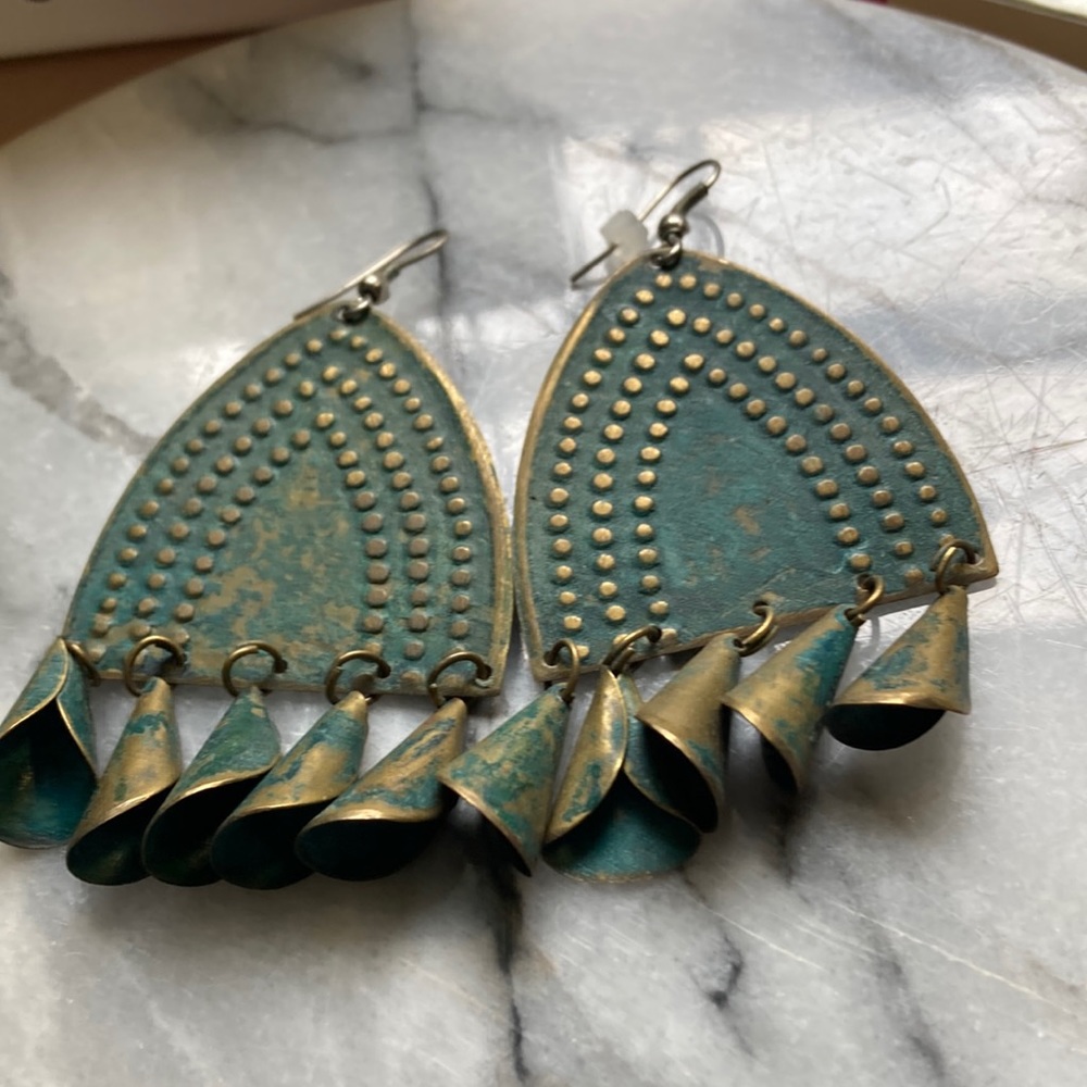 Blue Light weight Metal Statement Earrings